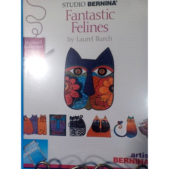 Laurel Burch Fantastic Felines Vtg 2002 NIP Studio Bernina 766 Embroidery Card - Picture 2 of 11
